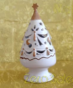 Albero di Natale porta candela in Terracotta Salentina smaltato bianco