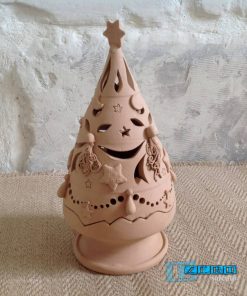 Natale : Albero di Natale porta candela in Terracotta Salentina colore naturale