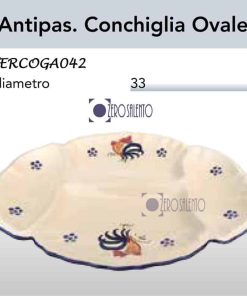 Antipastiera Conchiglia ovale in Terracotta – Ceramica decoro Gallo Salentino