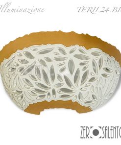 Applique terracotta naturale intaglio a foglioline smaltata bianca Teril24.BIC
