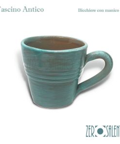 BICCHIERE con manico in Terracotta – Ceramica Fascino Antico Turchese