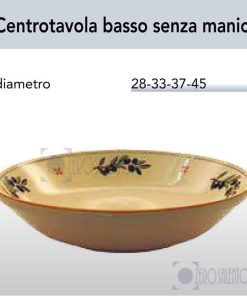 Centrotavola Porta Frutta basso senza manici in Terracotta – Ceramica decoro Olive