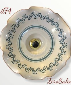 Lampadario in terracotta con bordi ondulati dipinto a mano verde TERIL74