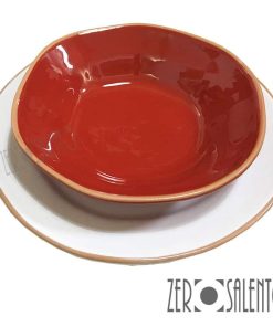 Piatto fondo “DEFORME’ ” in Terracotta con bordo irregolare Rosso