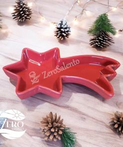 Porta Cioccolatini e Biscotti Natalizi a Stella Cometa smaltato rosso
