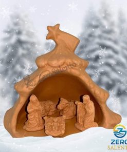 Presepe di Natale Capanna in Terracotta naturale con Sacra Famiglia T.055