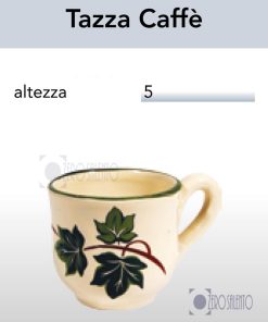 Tazza Tazzina da Caffè senza sottopiatto in Terracotta Ceramica decoro Edera