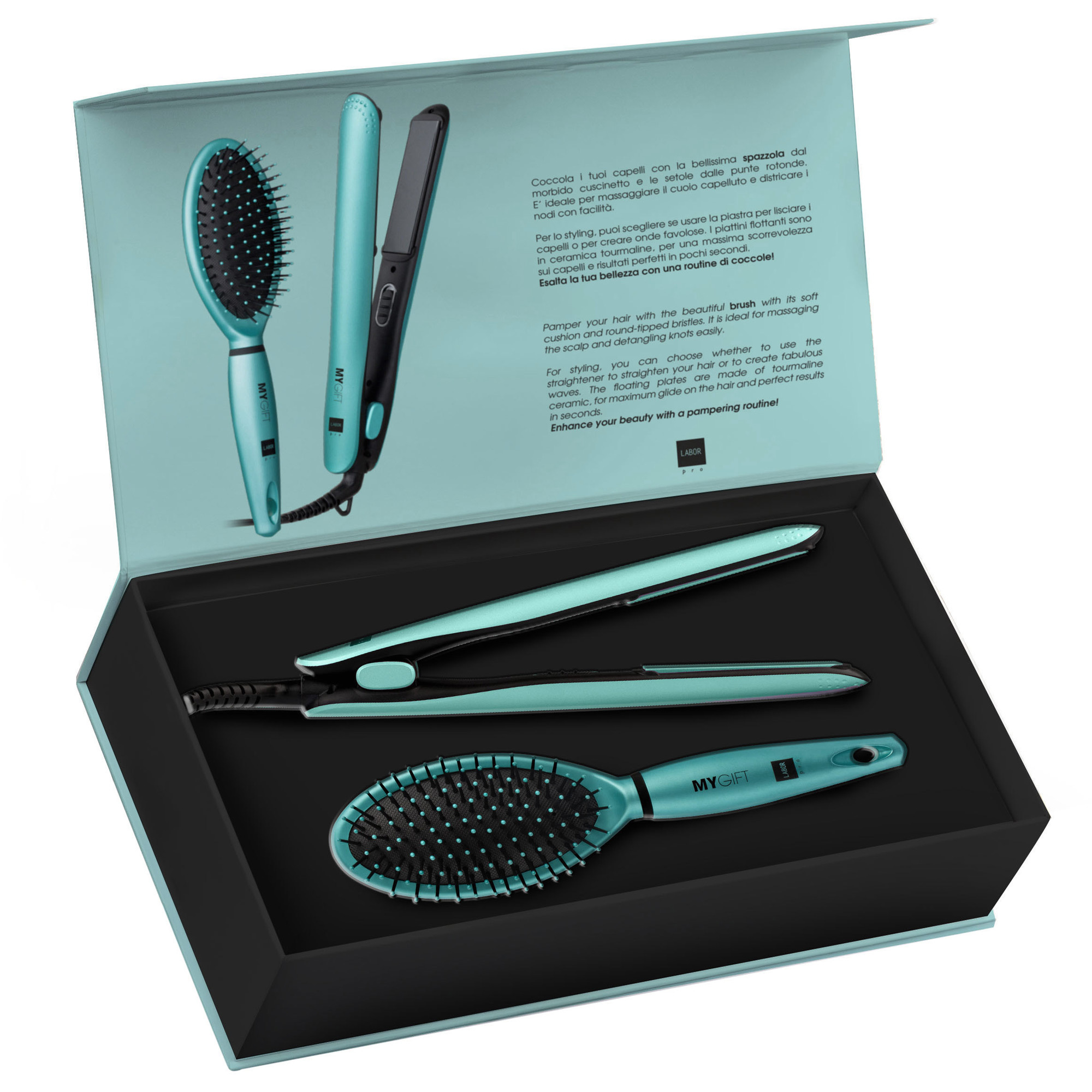 MYGIFT VERDE PIASTRA + SPAZZOLA LABOR PRO - immagine 2