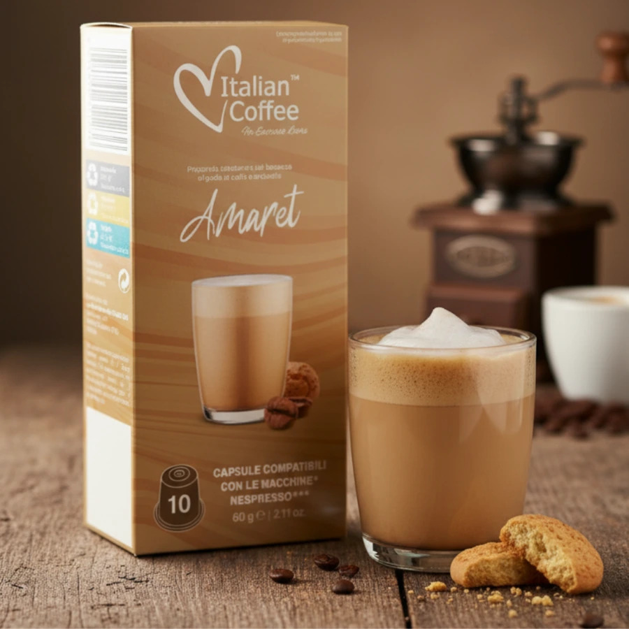10 Capsule caffè e amaretto senza zucchero Italian Coffee compatibili Nespresso - immagine 3