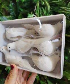 Colombe artificiali con mollettina – confezione da 6 pezzi