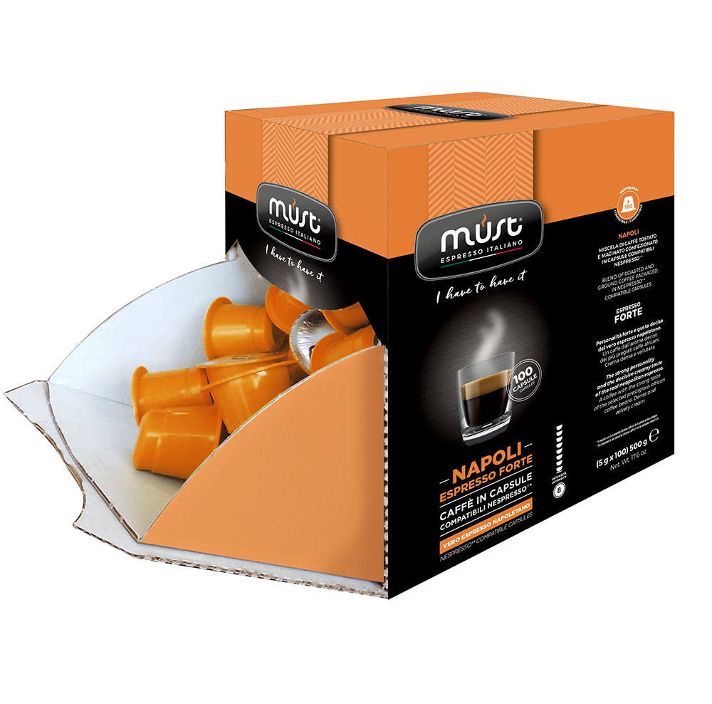 Napoli Must Espresso Italiano – nuovo marsupio 100 capsule compatibili Nespresso®